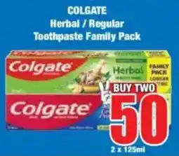Boxer COLGATE Herbal/ Regular Toothpaste Family Pack offer