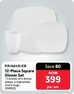 Makro PRIMARIES Square Dinner Set offer