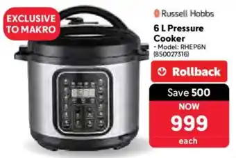 Makro Russell Hobbs Pressure Cooker offer