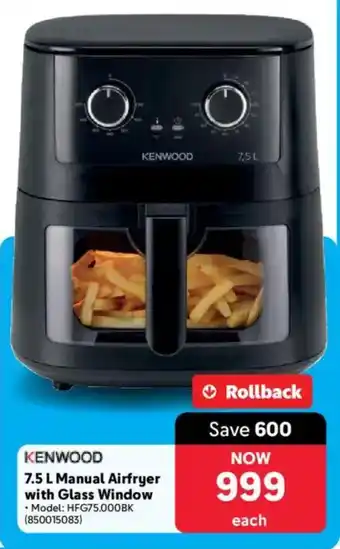 Makro KENWOOD Manual Airfryer with Glass Window offer