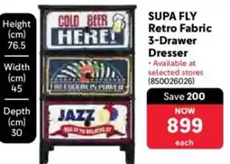 Makro SUPA FLY Retro Fabric 3-Drawer Dresser offer