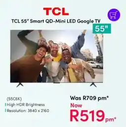 Teljoy TCL 55" Smart QD-Mini LED Google TV offer