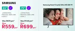 Teljoy Samsung 75" Smart Crystal Ultra HD LED TV offer