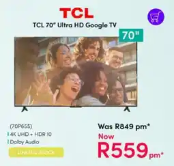 Teljoy TCL 70" Ultra HD Google TV offer