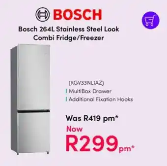 Teljoy Bosch Stainless Steel Look Combi Fridge/Freezer offer