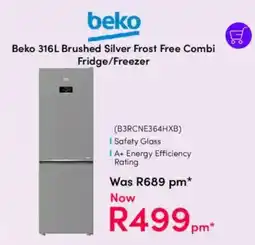 Teljoy Beko Brushed Silver Frost Free Combi Fridge/ Freezer offer