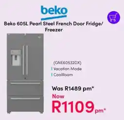 Teljoy Beko Pearl Steel French Door Fridge/ Freezer offer