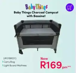 Teljoy Baby Things Charcoal Campcot with Bassinet offer