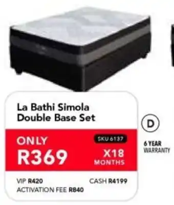 Astra Furnishers La Bathi Simola Double Base Set offer