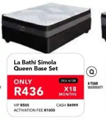 Astra Furnishers La Bathi Simola Queen Base Set offer