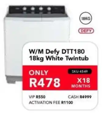 Astra Furnishers DEFY W/M DTT180 White Twintub offer