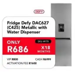 Astra Furnishers DEFY Fridge DAC627 C425 Metallic with Water Dispenser offer