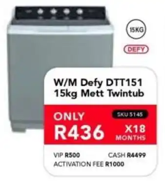 Astra Furnishers DEFY W/M DTT151 Mett Twintub offer