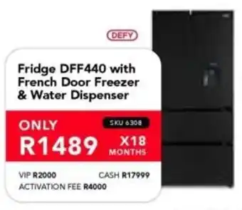 Astra Furnishers DEFY Fridge DFF440 with French Door Freezer & Water Dispenser offer