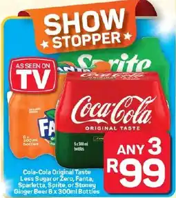 Pick n Pay Hypermarket Cola-Cola Original Taste Less Sugar or Zero, Fanta, Sparletta, Sprite, or Stoney Ginger Beer Bottles offer