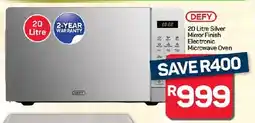Pick n Pay Hypermarket DEFY Silver Mirror Finish Electronic Microwave Oven offer