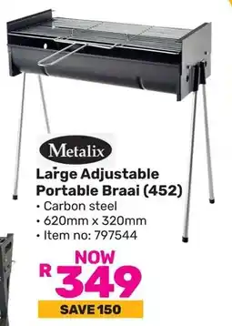 Game Metalix Large Adjustable Portable Braai offer