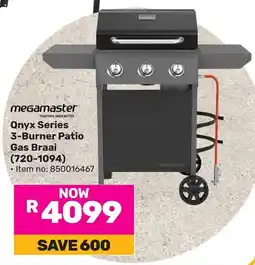 Game Megamaster Qnyx Series 3-Burner Patio Gas Braai offer