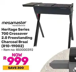 Game Megamaster Heritage Series 700 Crossover 2.0 Freestanding Charcoal Braai offer