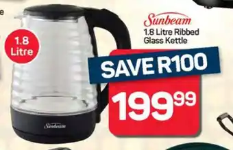 Pick n Pay Hypermarket Sunbeam 1.8 Litre Ribbed Glass Kettle offer