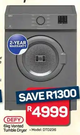 Pick n Pay Hypermarket DEFY 6kg Vented Tumble Dryer offer