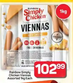 Pick n Pay Hypermarket Rainbow Simply Chicken Viennas Assorted 1kg Each offer