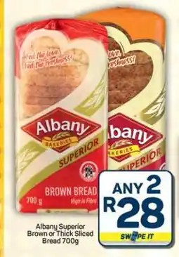 Pick n Pay Hypermarket Albany Superior Brown or Thick Sliced Bread 700g offer
