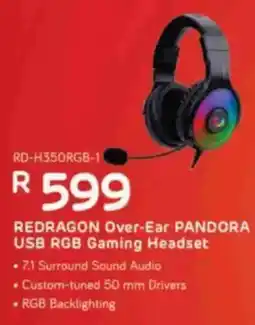 Computer Mania REDRAGON Over-Ear PANDORA USB RGB Gaming Headset offer