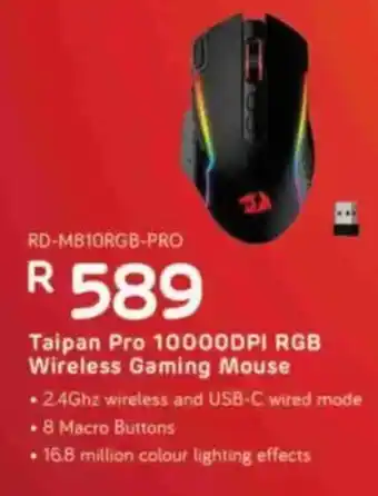 Computer Mania REDRAGON Taipan Pro 10000DPI RGB Wireless Gaming Mouse offer