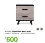 Fair Price Bursa 2 Drawer Bedroom Pedestal 450 x 360 x 510mm 8-460 offer