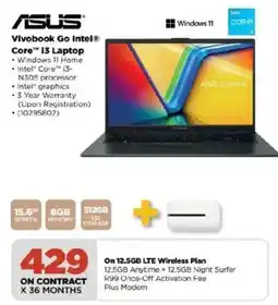 HiFi Corp ASUS Vivobook Go Intel Core i3 Laptop offer
