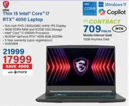 Incredible Connection Msi Thin 15 Intel Core i7 RTX 4050 Laptop offer