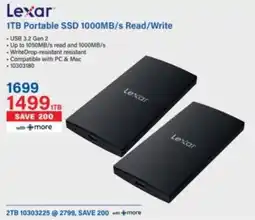 Incredible Connection Lexar 1TB Portable SSD 1000MB/s Read/ Write offer
