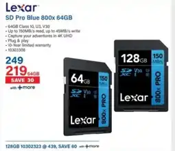 Incredible Connection Lexar SD Pro Blue 800x 64GB offer