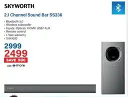 Incredible Connection Skyworth 2.1 Channel Sound Bar SS330 offer