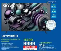 Incredible Connection Skyworth 65-inch QLED Google TV offer