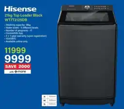 Incredible Connection Hisense Top Loader Black WT7T2125DB offer