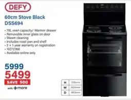 Incredible Connection DEFY Stove Black DSS694 offer