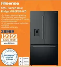 Incredible Connection Hisense French Door Fridge H760FSB-WD offer