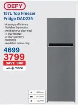 Incredible Connection DEFY Top Freezer Fridge DAD239 offer