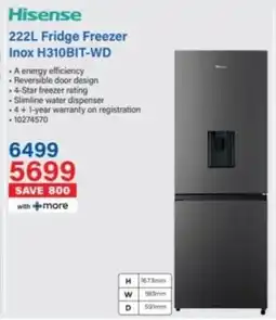 Incredible Connection Hisense Fridge Freezer Inox H310BIT-WD offer