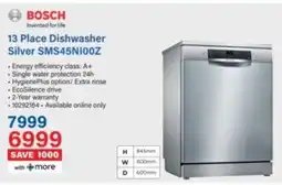 Incredible Connection BOSCH 13 Place Dishwasher Silver SMS45NIOOZ offer