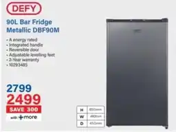 Incredible Connection DEFY Bar Fridge Metallic DBF90M offer