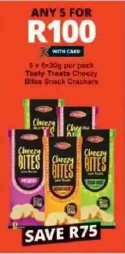 Checkers Tasty Treats Cheezy Bites Snack Crackers offer