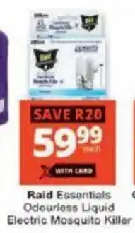 Checkers Raid Essentials Odourless Liquid Electric Mosquito Killer offer