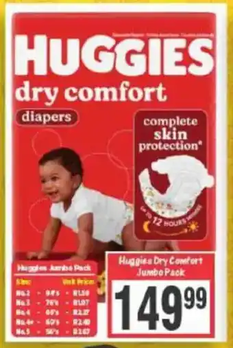 Big Save Huggies Dry Comfort Jumbo Pack offer