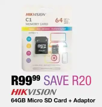OK Furniture HIKVISION 64GB Micro SD Card + Adaptor offer