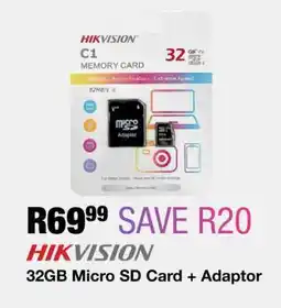 OK Furniture HIKVISION 32GB Micro SD Card + Adaptor offer