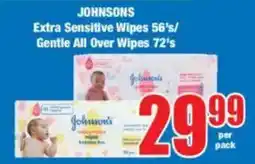 Boxer JOHNSONS Extra Sensitive Wipes/ Gentle All Over Wipes offer
