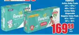 Boxer PAMPERS Active Baby Pants/ Active Baby Disposable Nappies Value Pack offer